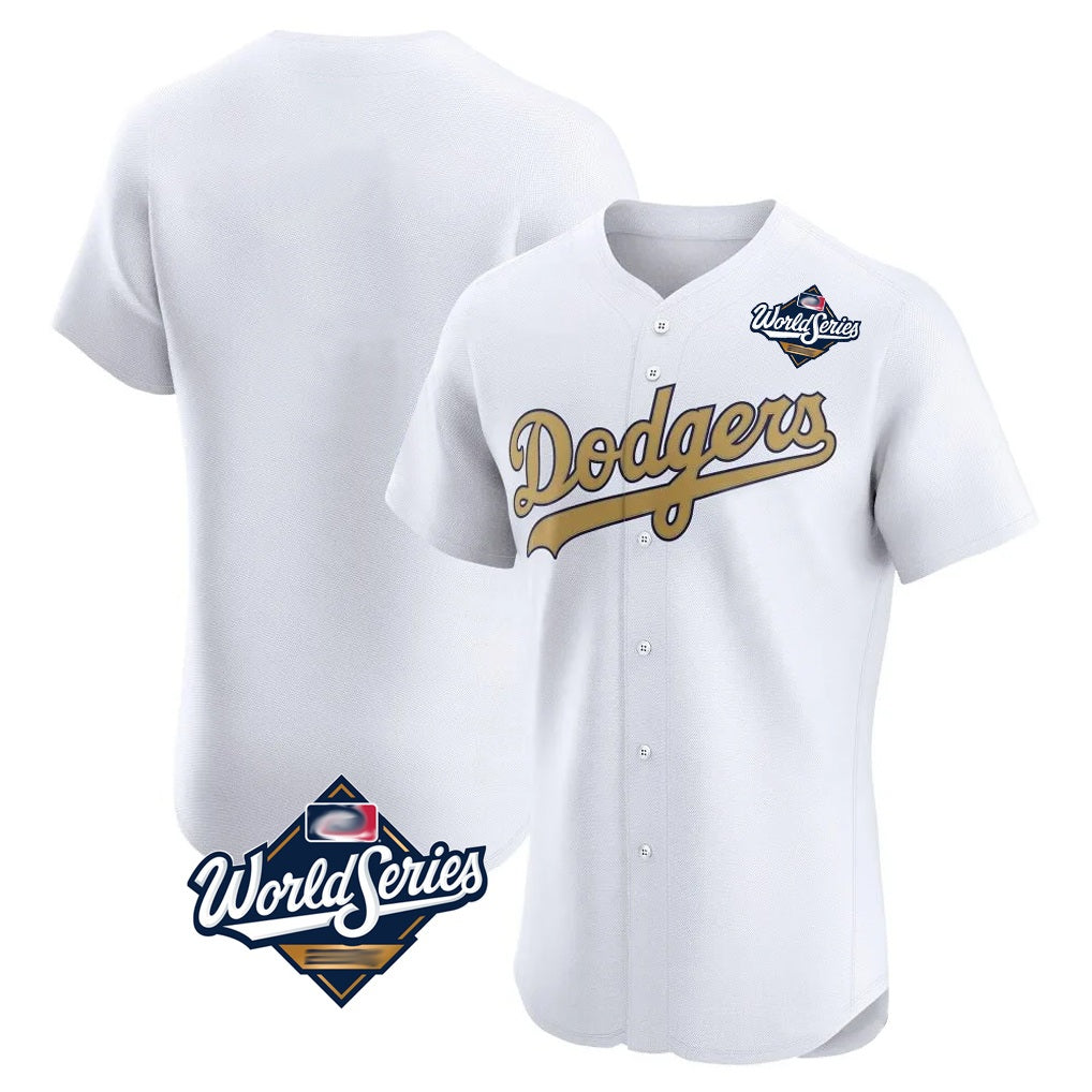 Los Angeles Dodgers Blank Player White Gold REYNOLDS Limited Elite Home World Series Stitched Jerseys