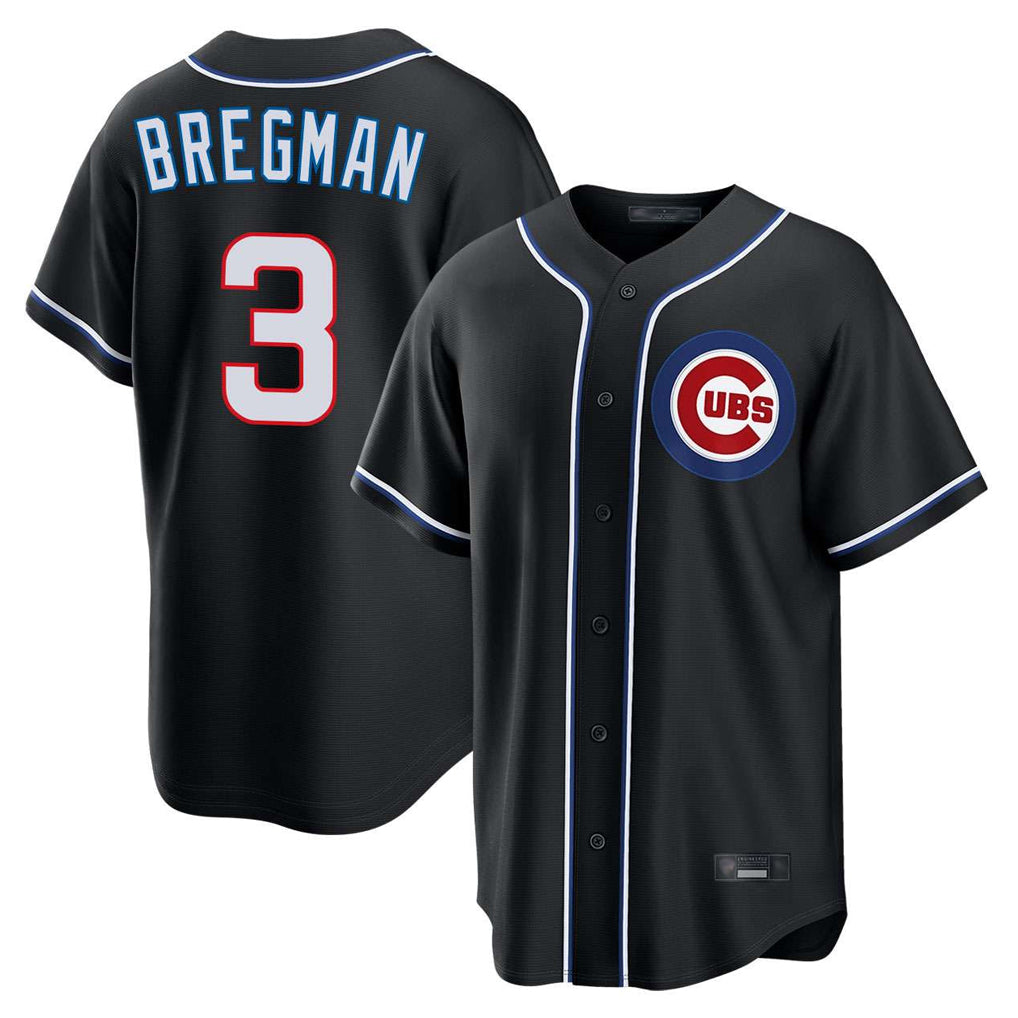 Chicago Cubs #3 Alex Bregman Player Black REYNOLDS Fashion Out Game Stitched Jerseys
