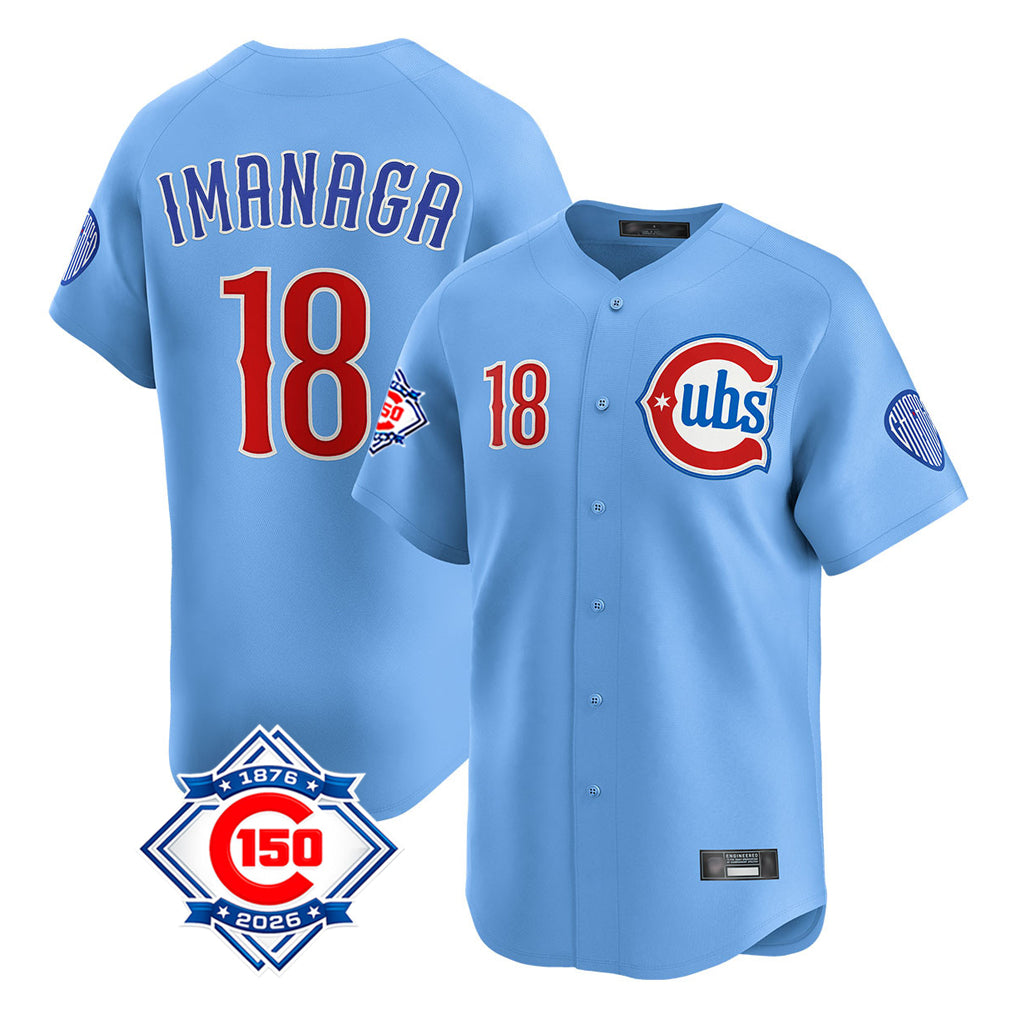 Chicago Cubs #18 Shota Imanaga Player Light Blue REYNOLDS 150th Anniversary Limited Home Stitched Jerseys
