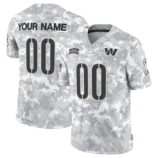 Custom W.Commanders draft Player 2024 F.U.S.E Arctic Camo REYNOLDS Salute To Service Limited Stitched Jersey