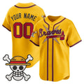 Custom Atlanta Braves x One Piece Gold REYNOLDS Vapor Premier Limited Jersey - Stitched