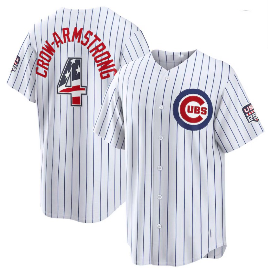 Chicago Cubs #4 Pete Crow-Armstrong USA 250 Fourth of July Home Stadium Jersey - White REYNOLDS