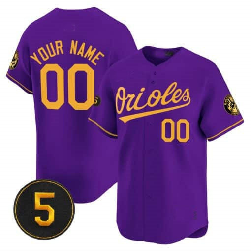 Custom Baltimore Orioles Robinson Patch Vapor Premier Limited Jersey ¨C Purple Gold REYNOLDS