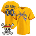 Custom Toronto Blue Jays x One Piece Gold REYNOLDS Vapor Premier Limited Jersey - Stitched