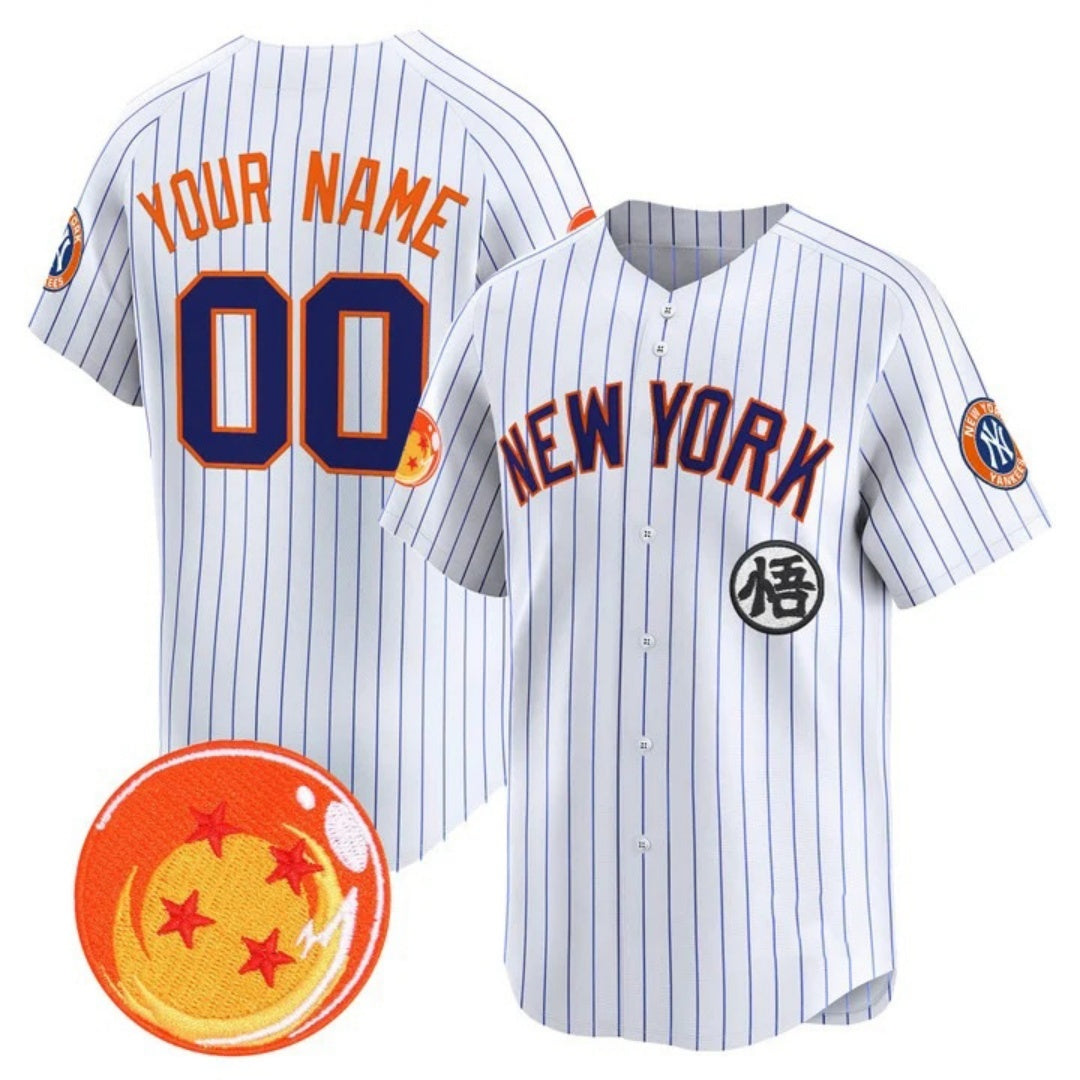 Custom New York Yankees x Dragon Ball White REYNOLDS Vapor Premier Limited Jersey - All Stitched
