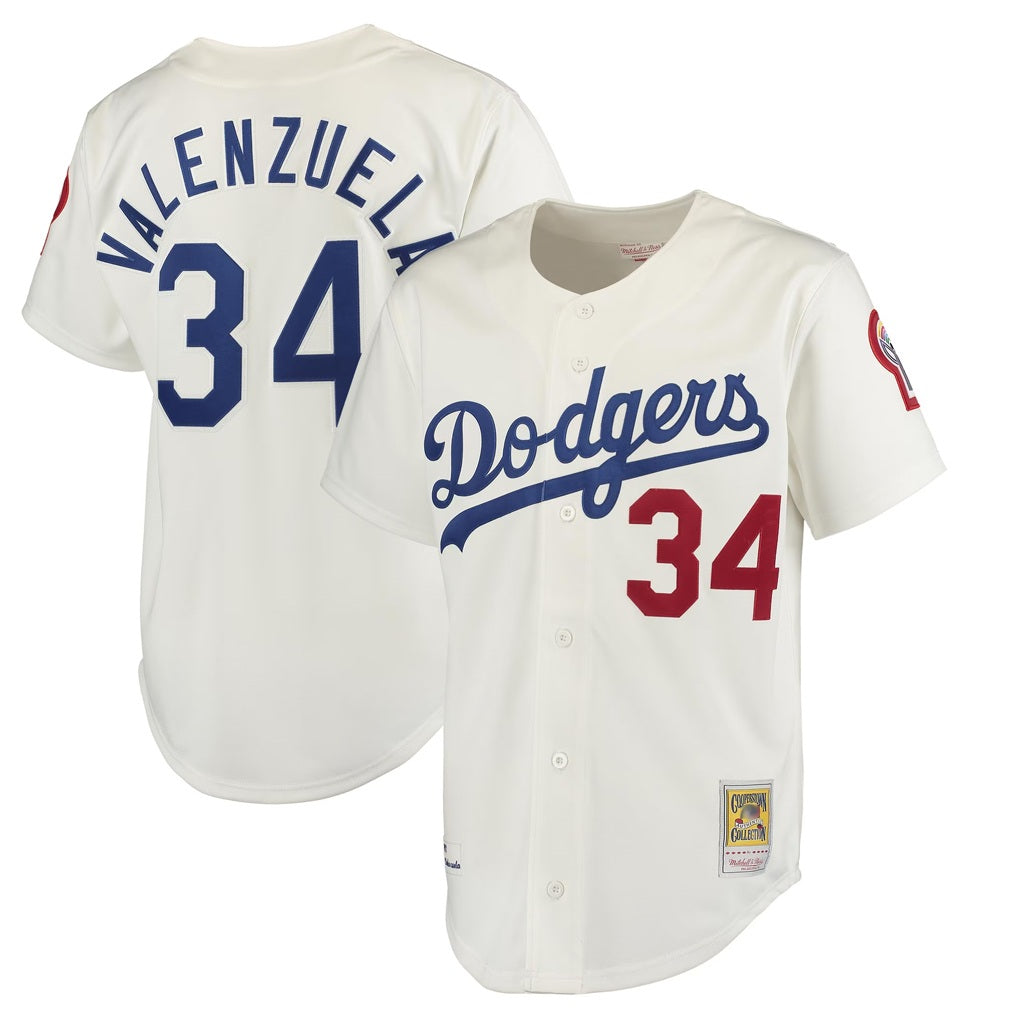 Los Angeles Dodgers #34 Fernando Valenzuela Player Cream REYNOLDS Throwback Vapor Limited Stitched Jerseys