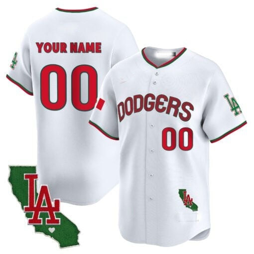 Custom Los Angeles Dodgers Mexico California Patch Vapor Premier Limited Jersey V3 ¨C All Stitched-White REYNOLDS
