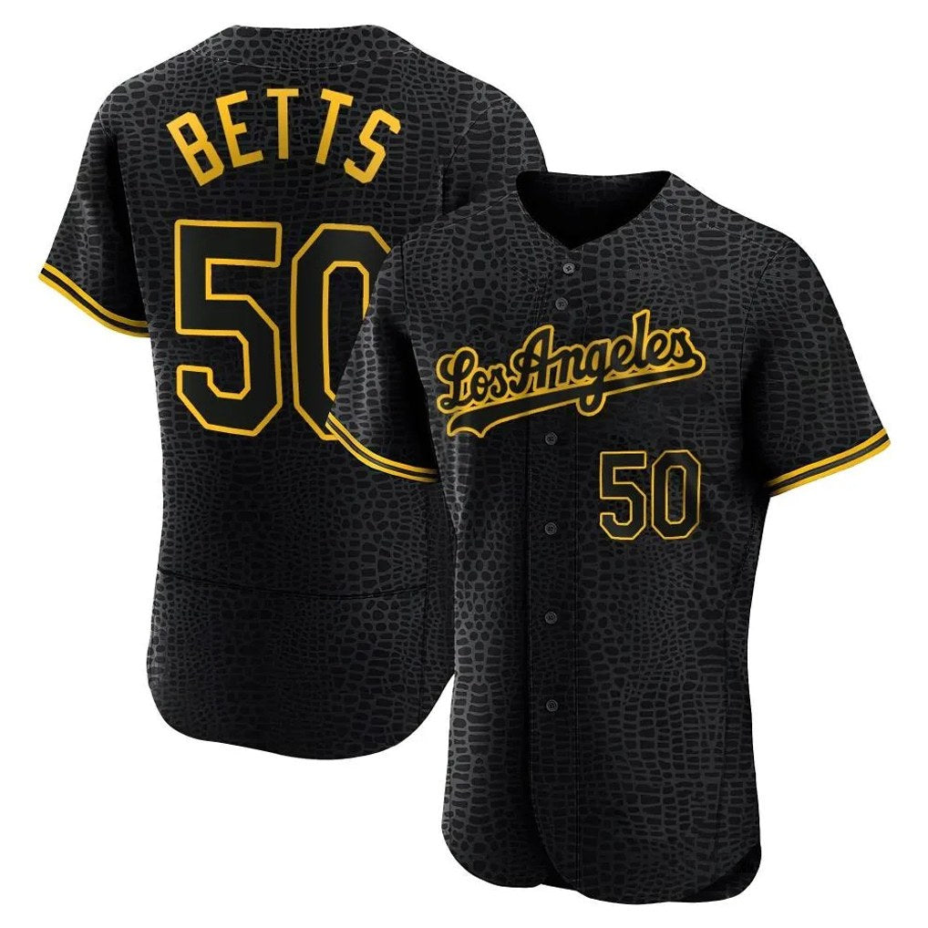 Los Angeles Dodgers #50 Mookie Betts Player Black REYNOLDS Snake Skin City Limited Elite Home Stitched Jerseys