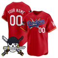 Custom Los Angeles Dodgers x One Piece Red REYNOLDS Zoro Patch Vapor Premier Limited Jersey - Stitched