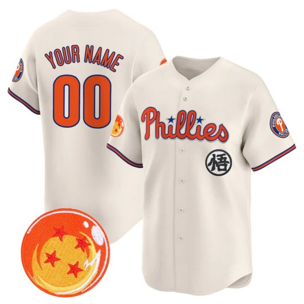 Custom Philadelphia Phillies x Dragon Ball Cream REYNOLDS Vapor Premier Limited Jersey - All Stitched
