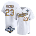 Los Angeles Dodgers #23 Kyle Tucker Player White Gold REYNOLDS World Series Collection Limited Home Stitched Jerseys