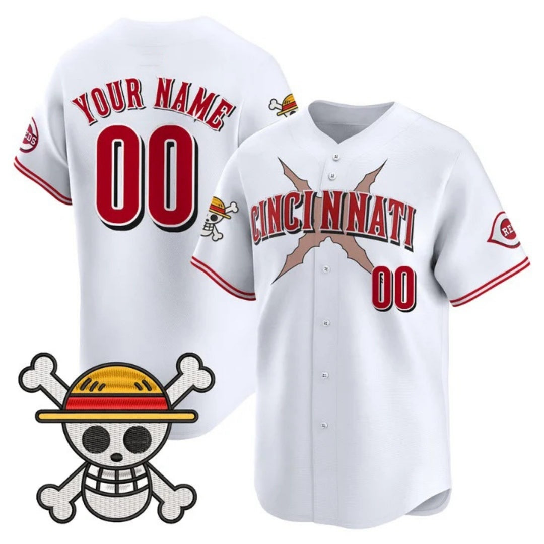 Custom Cincinnati Reds x One Piece White REYNOLDS Vapor Premier Limited Jersey - Stitched