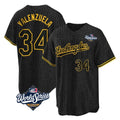 Los Angeles Dodgers #34 Fernando Valenzuela Player Black REYNOLDS World Series Snake Skin City Game Home Stitched Jerseys
