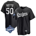 Los Angeles Dodgers #50 Mookie Betts Player Black REYNOLDS World Series Meet Carbon Limited Game Stitched Jerseys