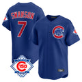 Chicago Cubs #7 Dansby Swanson Player Royal REYNOLDS 150th Anniversary Limited Home Stitched Jerseys