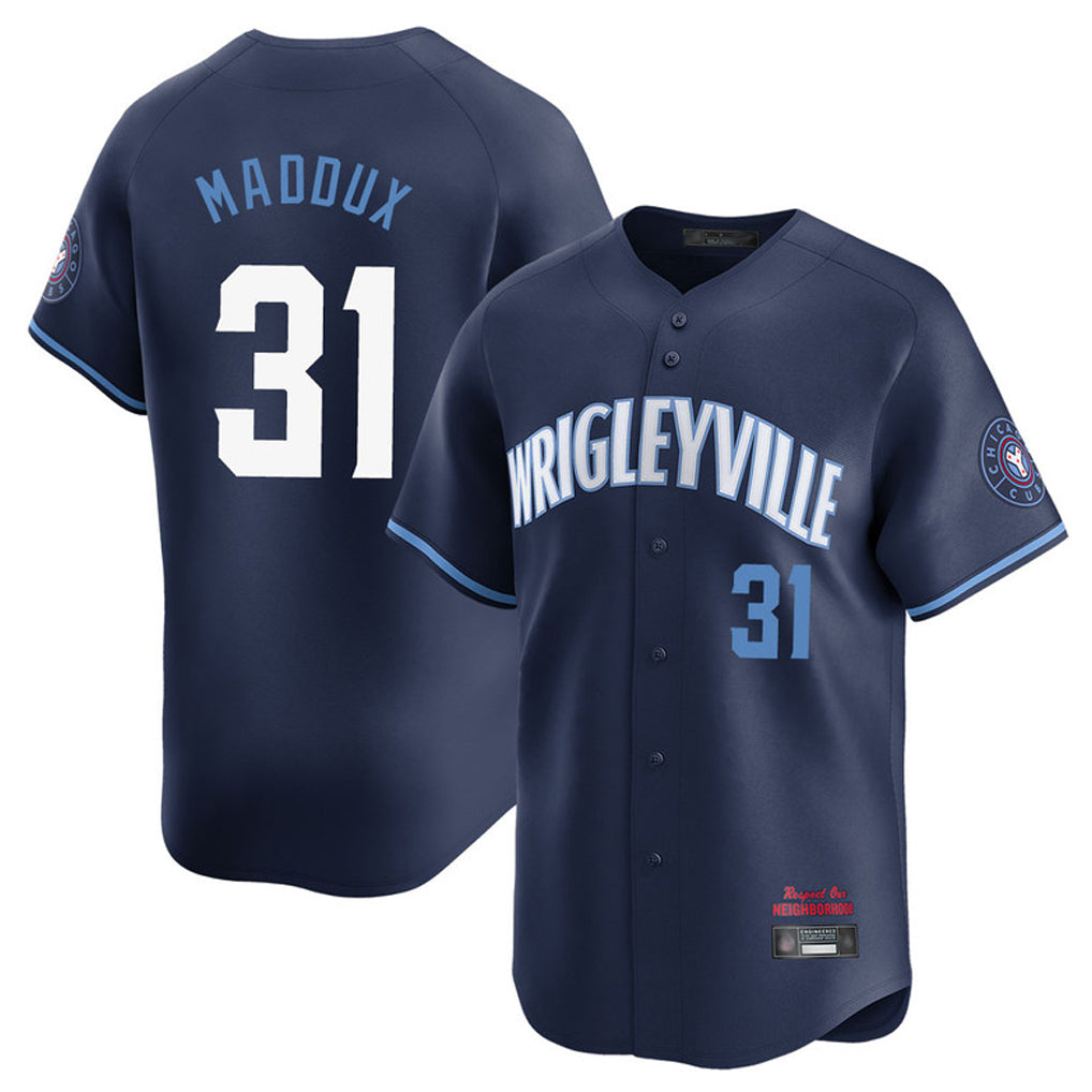 Chicago Cubs #31 Greg Maddux Player Navy REYNOLDS City Connect Limited Home Stitched Jerseys