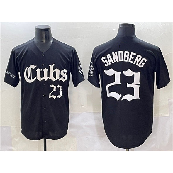 Chicago Cubs #23 Ryne Sandberg Black REYNOLDS 'Gothic North Side Edition' Vapor Premier Limited Stitched Jersey