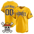 Custom San Diego Padres x One Piece Gold REYNOLDS Vapor Premier Limited Jersey - Stitched
