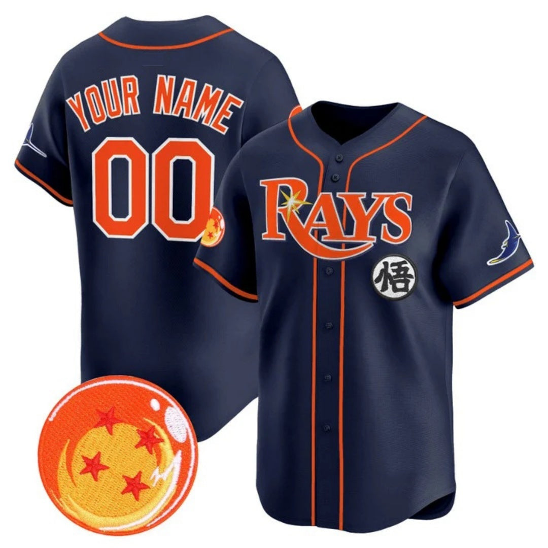 Custom Tampa Bay Rays x Dragon Ball Navy REYNOLDS Vapor Premier Limited Jersey - All Stitched