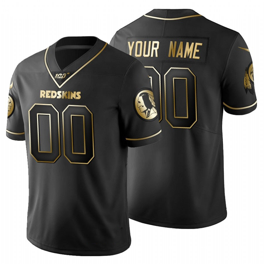 Custom W.Redskins Black Golden REYNOLDS Limited 100 Jersey
