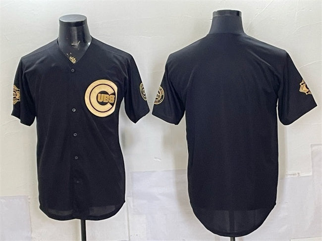 Chicago Cubs Blank Black Gold REYNOLDS 150th Anniversary Patch Stitched Jersey