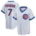 Chicago Cubs #7 Dansby Swanson Player White REYNOLDS T-shirt Cooperstown Collection Limited Stitched Jerseys