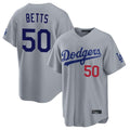 Los Angeles Dodgers #50 Mookie Betts Player Gray REYNOLDS Game Home Stitched Jerseys