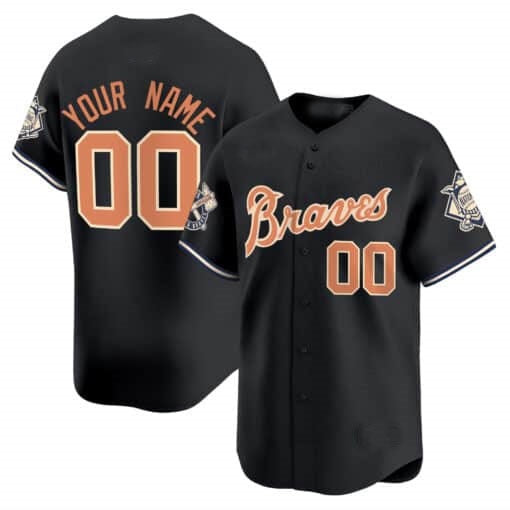 Custom Atlanta Braves Peaches n¡¯ Cream Vapor Premier Limited Jersey ¨C Black REYNOLDS