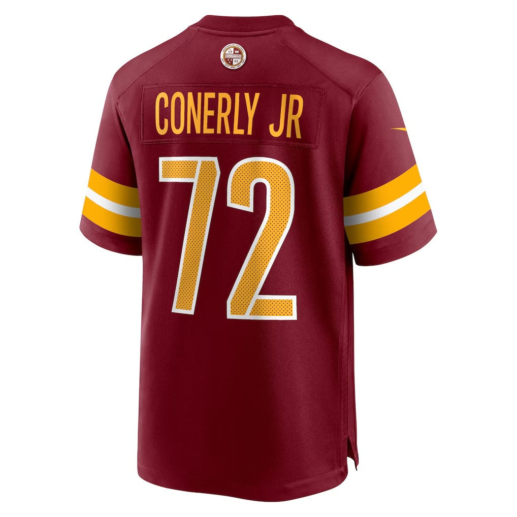 W.Commanders #72 Josh Conerly Jr. Burgundy REYNOLDS 2025 Draft First Round Pick Game Jersey