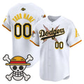 Custom Los Angeles Dodgers x One Piece x Mamba White REYNOLDS Vapor Premier Limited Jersey - Stitched