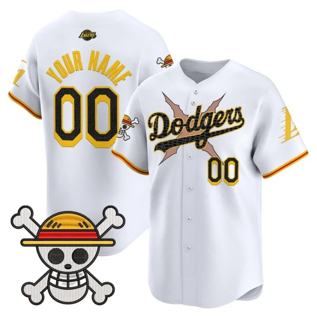 Custom Los Angeles Dodgers x One Piece x Mamba White REYNOLDS Vapor Premier Limited Jersey - Stitched
