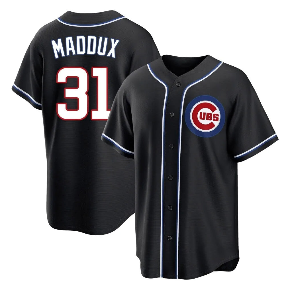 Chicago Cubs #31 Greg Maddux Player Black REYNOLDS Fashion Out Game Stitched Jerseys