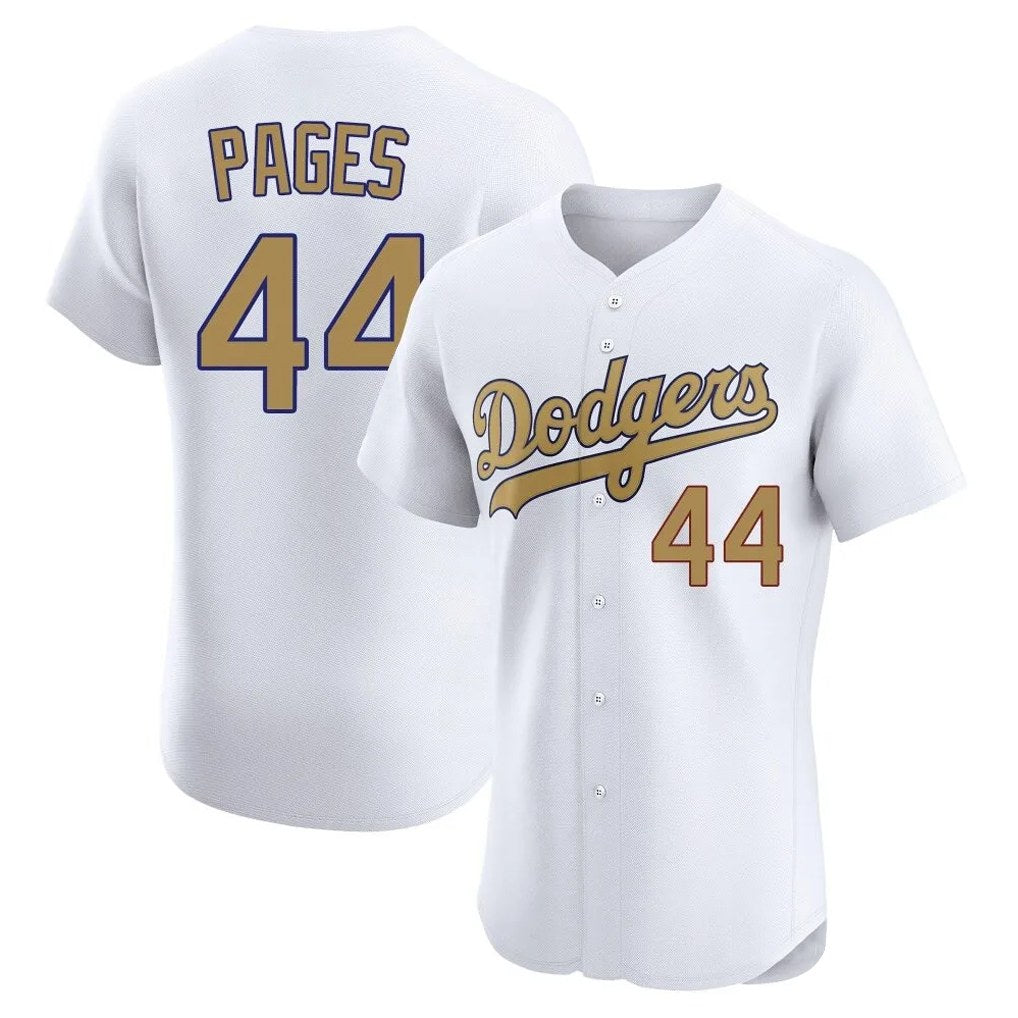 Los Angeles Dodgers #44 Andy Pages Player White Gold REYNOLDS Limited Elite Home Stitched Jerseys