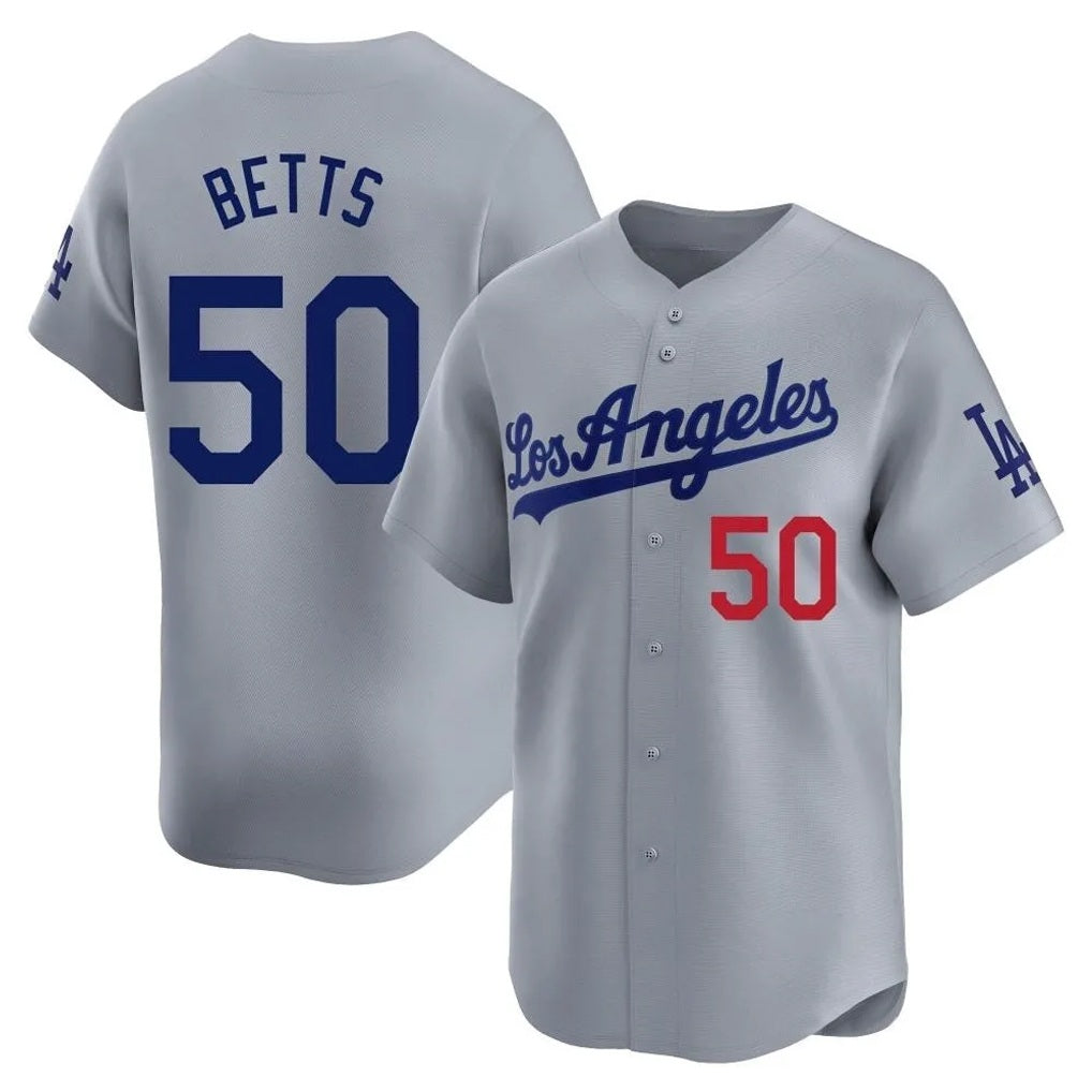 Los Angeles Dodgers #50 Mookie Betts Player Gray REYNOLDS Limited Home Stitched Jerseys