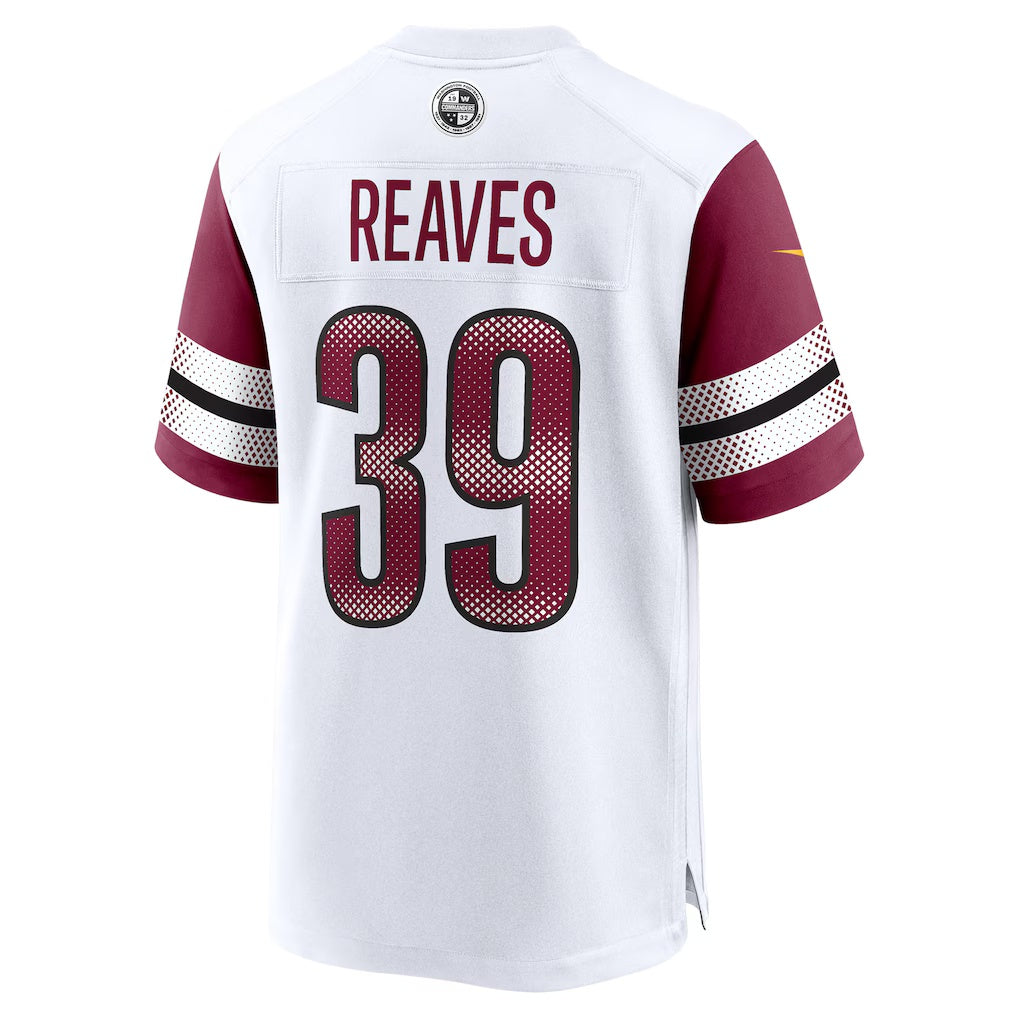 W.Commanders #39 Jeremy Reaves White REYNOLDS Game Jersey