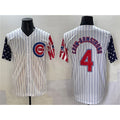 Chicago Cubs #4 Pete Crow-Armstrong White REYNOLDS Pinstripe 2025 Independence Day Vapor Premier Limited Stitched Jersey