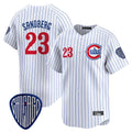 Chicago Cubs #23 Ryne Sandberg Player White REYNOLDS Pinstripe Vapor Premier Limited Home Stitched Jerseys