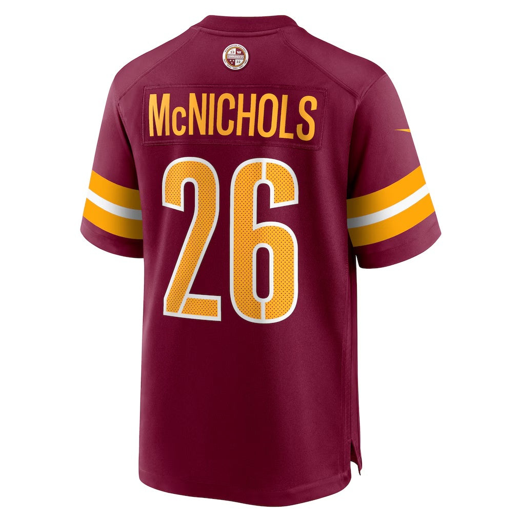 W.Commanders #26 Jeremy McNichols Burgundy REYNOLDS Game Jersey
