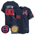 Custom Atlanta Braves Hank Aaron 715th Home Run Patch Vapor Premier Limited Jersey V2 ¨C Navy REYNOLDS