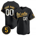 Custom Baltimore Orioles Robinson Patch Vapor Premier Limited Jersey ¨C All Stitched-Black Gold REYNOLDS