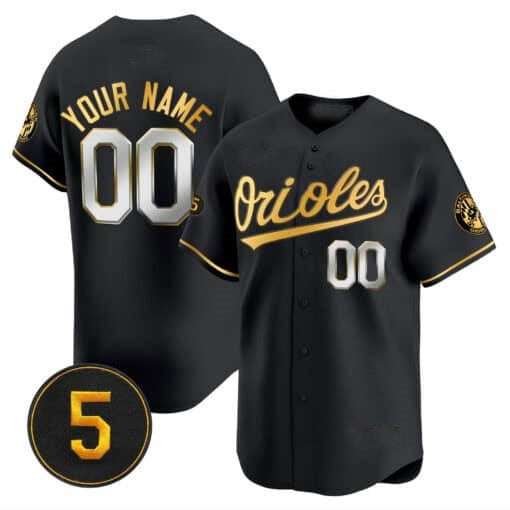 Custom Baltimore Orioles Robinson Patch Vapor Premier Limited Jersey ¨C All Stitched-Black Gold REYNOLDS