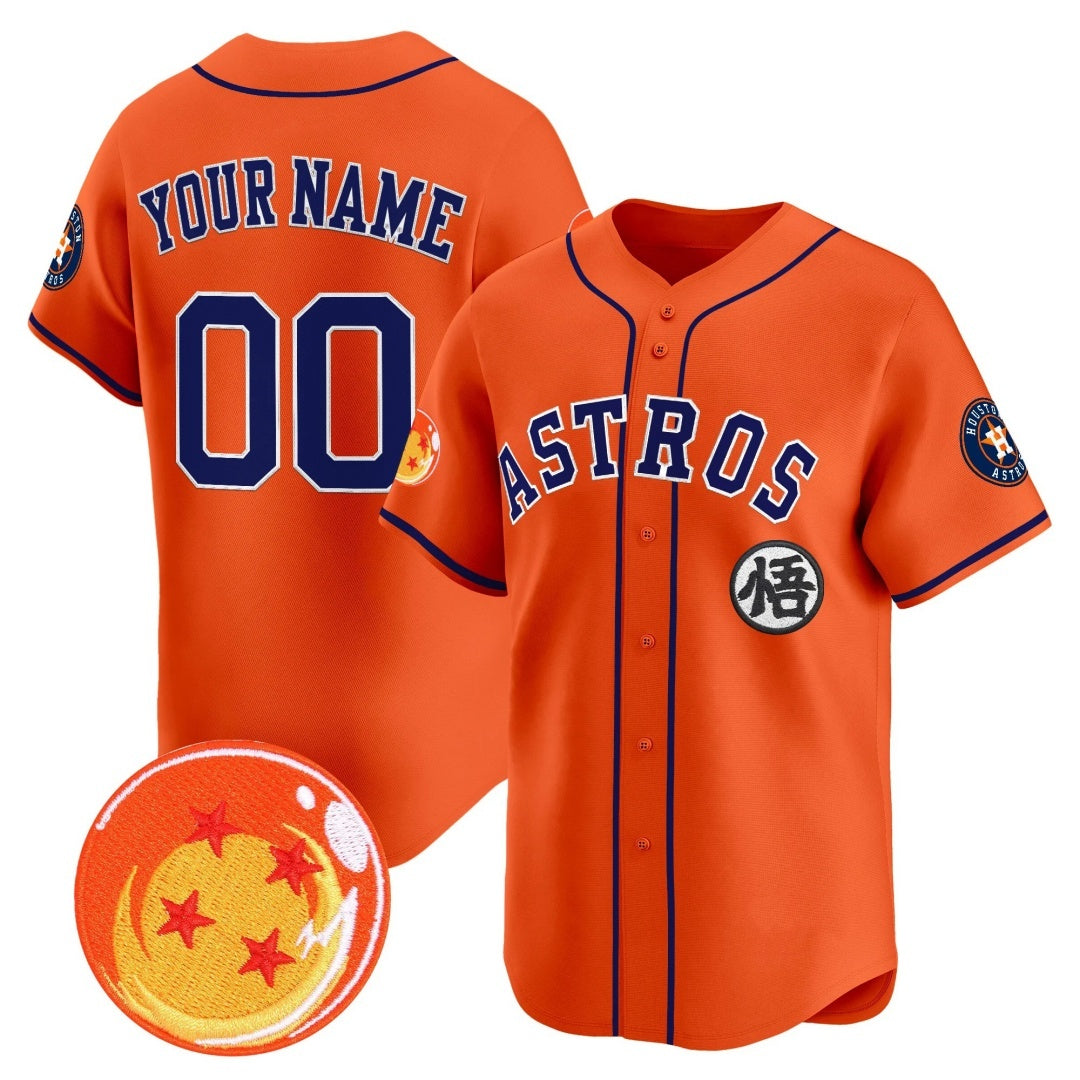 Custom Houston Astros x Dragon Ball Orange REYNOLDS Vapor Premier Limited Jersey - All Stitched