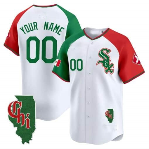 Custom Chicago White Sox Mexico Vapor Premier Limited Jersey ¨C Illinois Patch ¨C All Stitched-White REYNOLDS