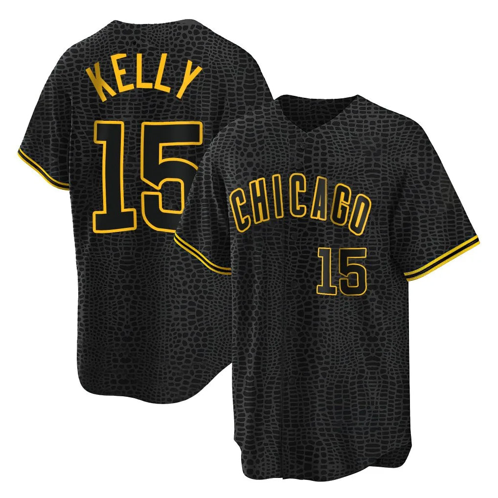 Chicago Cubs #15 Carson Kelly Player Black REYNOLDS Snake Skin City Game Stitched Jerseys