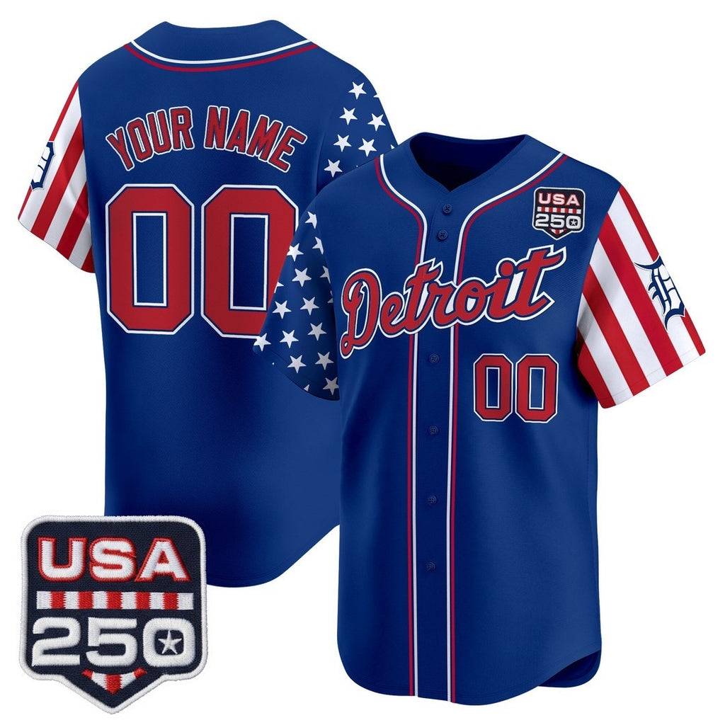 Custom Detroit Tigers America 250 Edition Vapor Premier Limited Royal REYNOLDS Stitched Jerseys