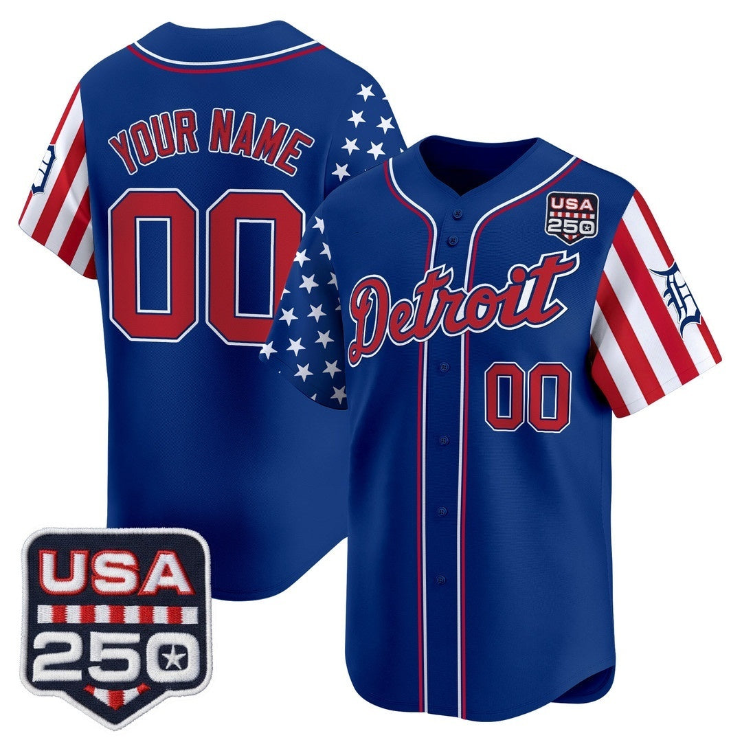 Custom Detroit Tigers America 250 Edition Vapor Premier Limited Royal REYNOLDS Stitched Jerseys