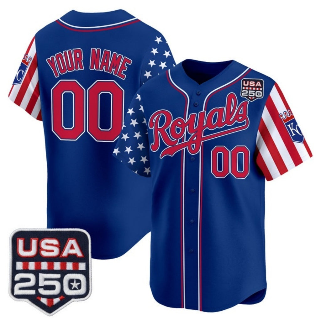 Custom Kansas City Royals America 250 Edition Vapor Premier Limited Royal REYNOLDS Stitched Jerseys