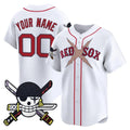 Custom Boston Red Sox x One Piece White REYNOLDS Zoro Patch Vapor Premier Limited Jersey - Stitched