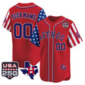 Custom Houston Astros America 250 Edition Vapor Premier Limited Red REYNOLDS Stitched Jerseys
