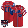 Custom San Diego Padres America 250 Edition Vapor Premier Limited Red REYNOLDS Stitched Jerseys
